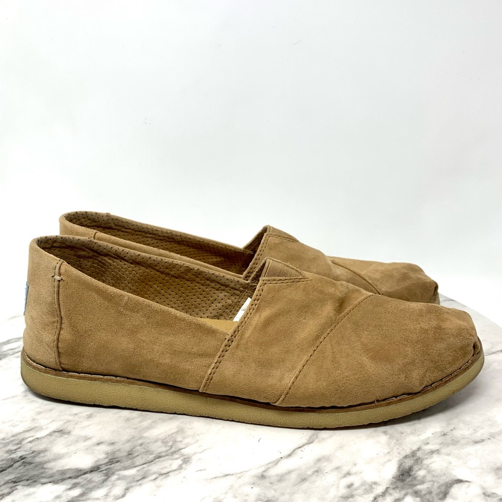 Toms Alpargata Brown Microsuede Slip On Flats 9.5 Casual Boho Classic Normcore - Picture 2 of 14
